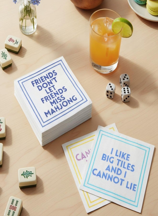 Weekgrat 100 Pcs Funny Mahjong Cocktail Napkins 5'' x 5'' Folded Mahjong Disposable 2-ply Paper Party Beverage Napkin Decorative Tableware Supply for Bar Wedding 5 Design Choices - Image 3